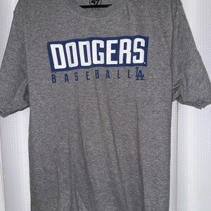 47 Brand Gray Dodgers Tee with Blue Logo xl